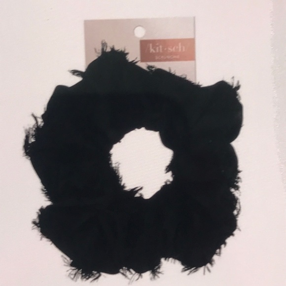 Kitsch brunch scrunchie frayed black NEW BNIP - Picture 1 of 8